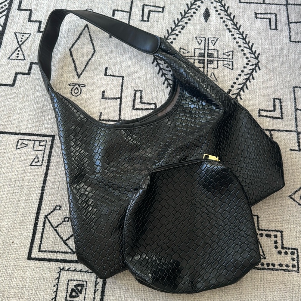Black shoulder bag with matching coin purse